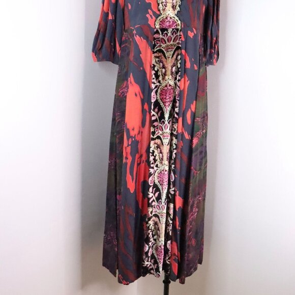 New Soft Surroundings Women's 8 Epiphany Mauve Cheetah Boho Kaftan Maxi Dress - Picture 6 of 13